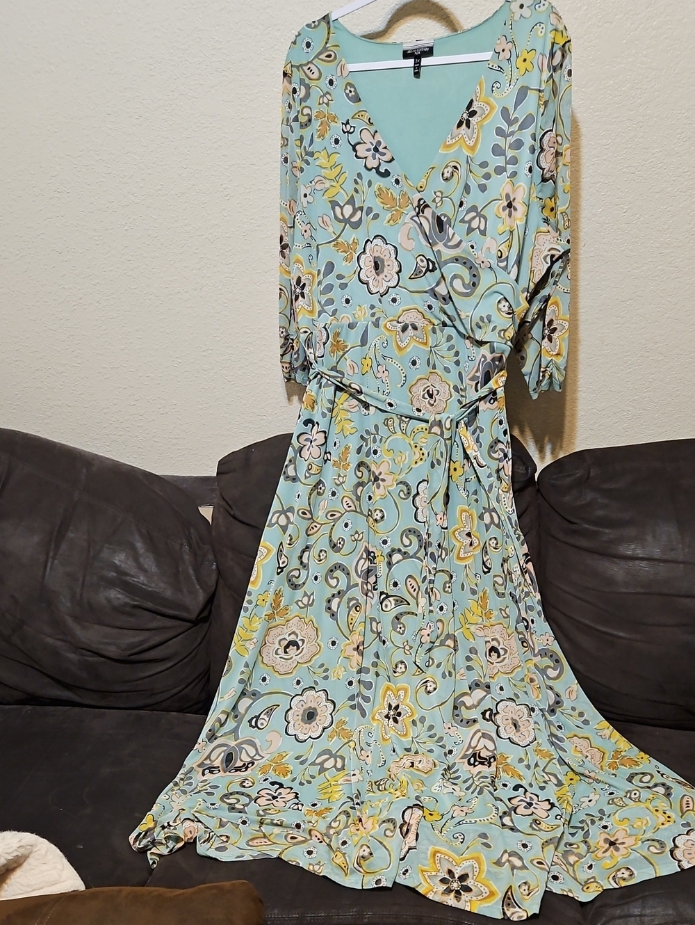 Allison Brittney Light Blue Floral Wrap Maxi Dress